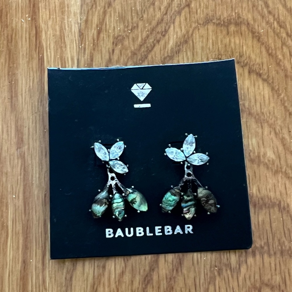 Baublebar Earrings, floral brocade. front and back dangle